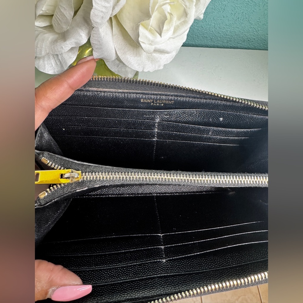 YSL Black Quilted Zip Wallet - Picture 3 of 16